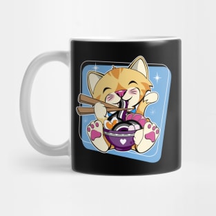 Cat Eating Ramen Asexual Flag Mug